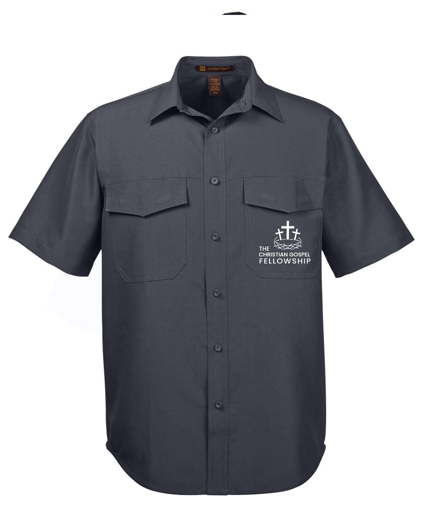 Charcoal Harriton Short Sleeve Dress Shirt