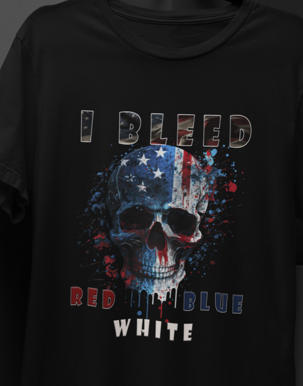 I Bleed Red White Blue, American Skull T-Shirt