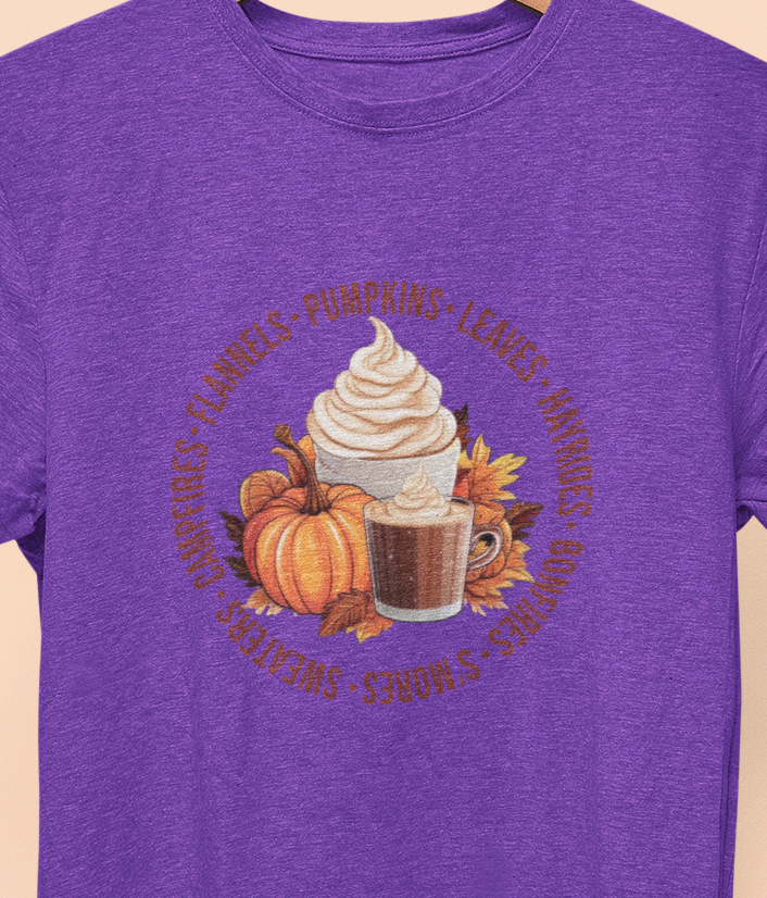 Flannel Pumkin Leaves Fall T-Shirt