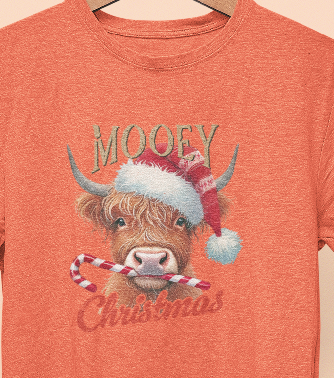 Highland Cow Mooey Christmas T-shirt Womenswear