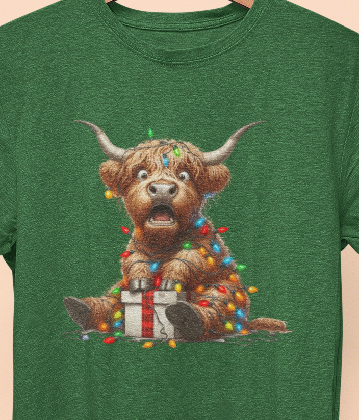 Highland Cow Christmas light package T-shirt