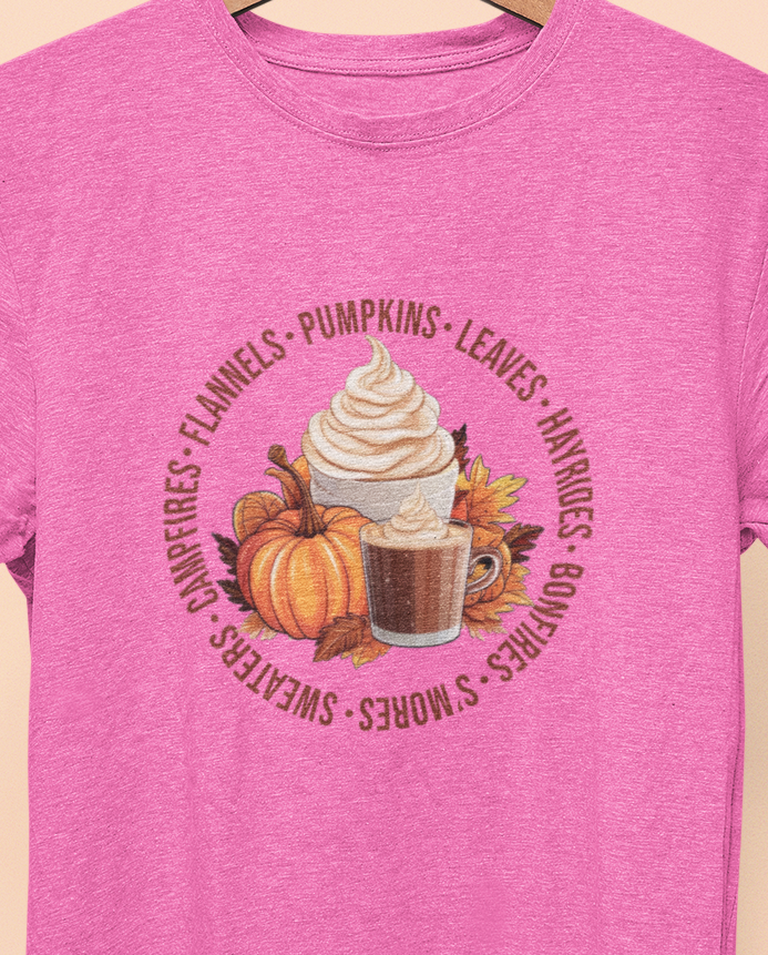 Flannel Pumkin Leaves Fall T-Shirt