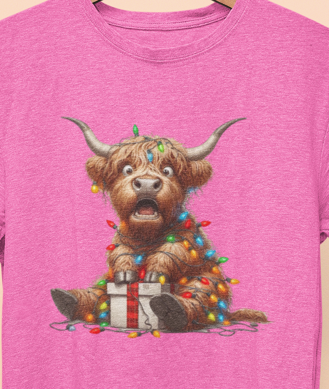 Highland Cow Christmas light package T-shirt
