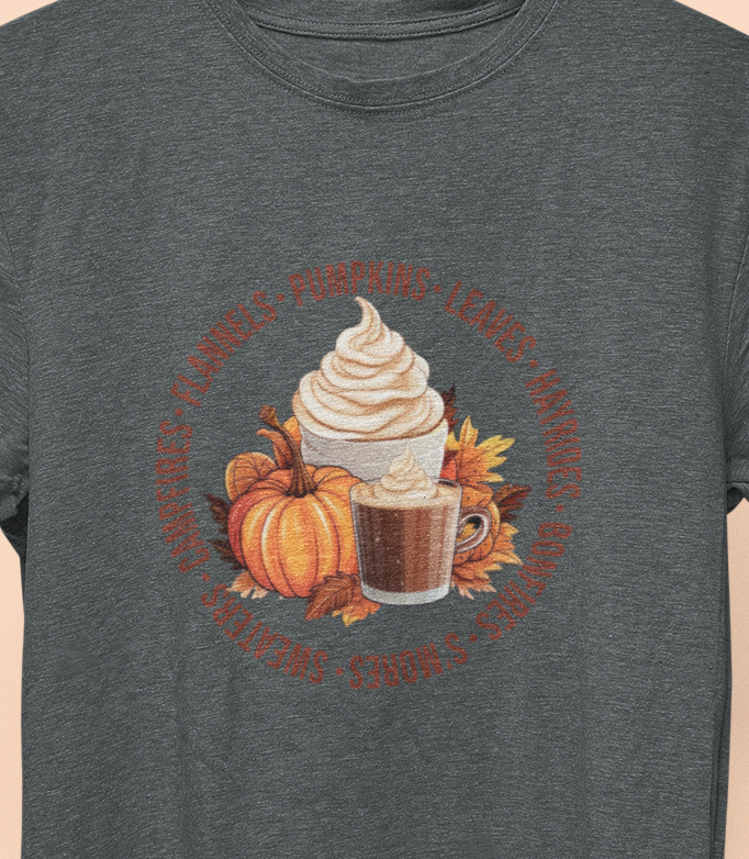 Flannel Pumkin Leaves Fall T-Shirt