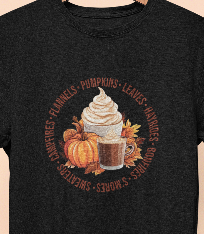 Flannel Pumkin Leaves Fall T-Shirt