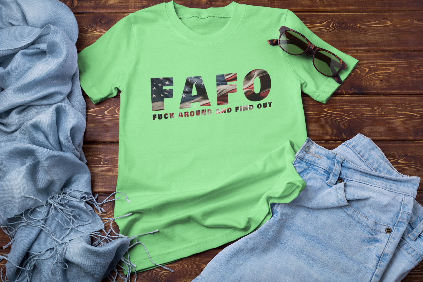 FAFO Cotton T-shirt with American Flag, Funny shirt, patriotic, don't mess with me, i mean business, conservative, right wing, protect yourself, Casual Black Grey