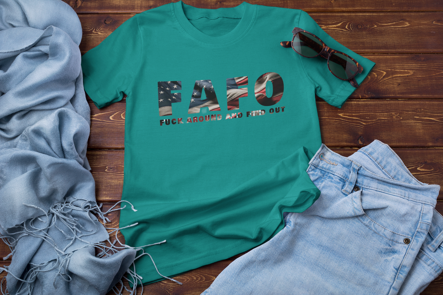 FAFO Cotton T-shirt with American Flag, Funny shirt, patriotic, don't mess with me, i mean business, conservative, right wing, protect yourself, Casual Black Grey