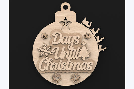 Christmas Advent Calendar Ornament, Days Until Christmas laser engraved Birch Hand assembled craft.