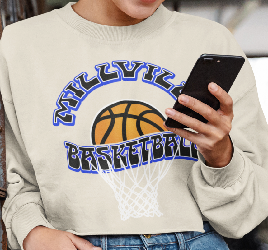 Quaker Basketball Hoop Crop Top Crew Neck