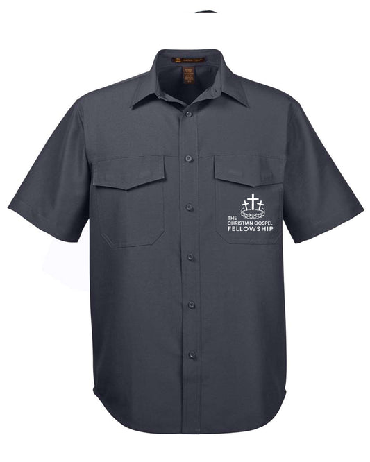 Charcoal Harriton Short Sleeve Dress Shirt