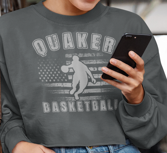 Quaker Basketball Patriotic Crop Top Crew Neck