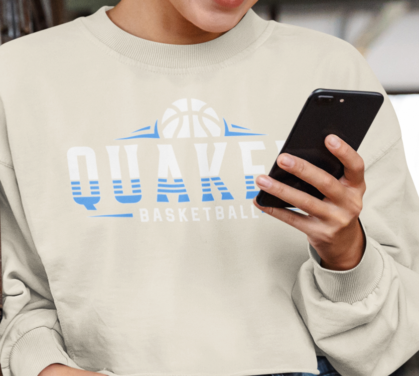 Quaker Basketball Crop Top Crew Neck