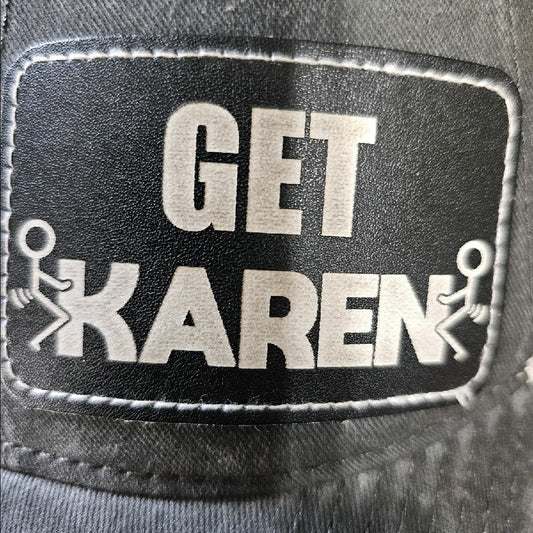 Get F#$@ed KAREN, Leather Patch Hat, Flex fit trucker and Baseball cap, snapback and strap back. pink hat too