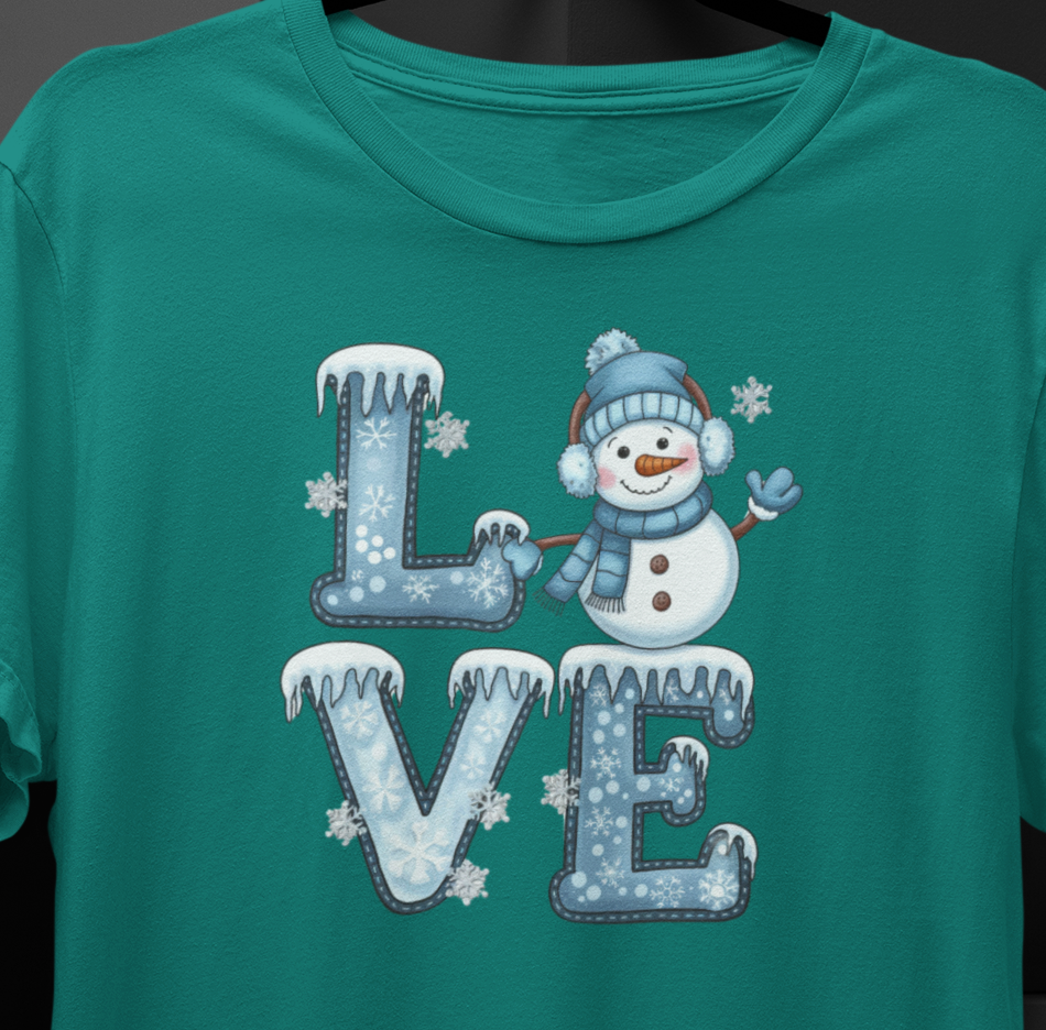 Winter Snowman LOVE T-shirt Womenswear