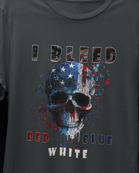 I Bleed Red White Blue, American Skull T-Shirt