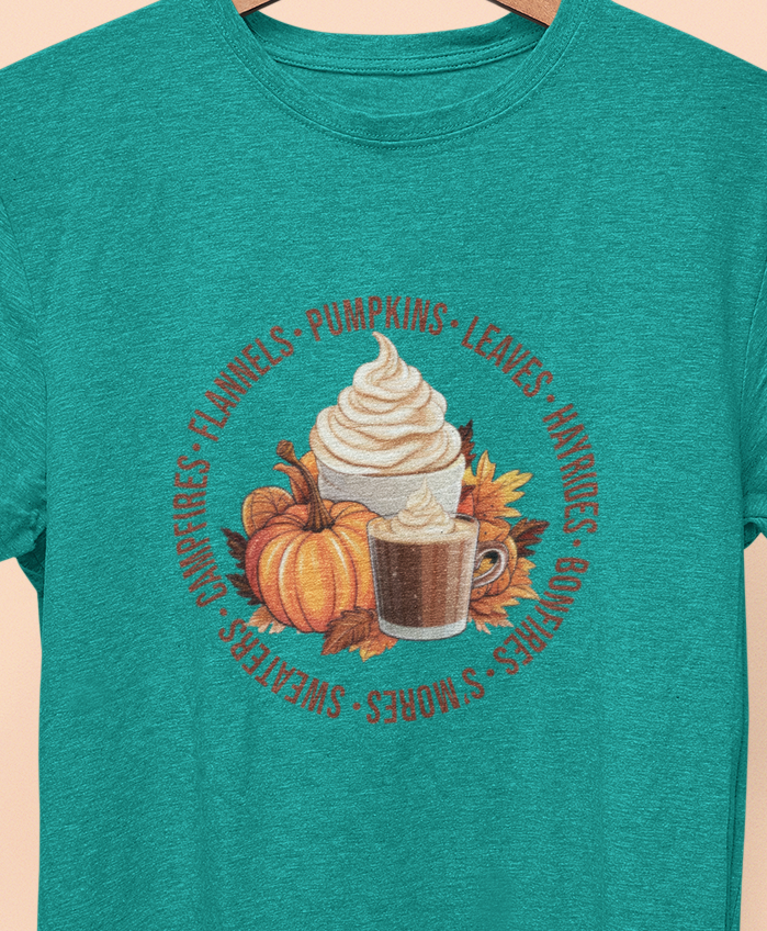 Flannel Pumkin Leaves Fall T-Shirt