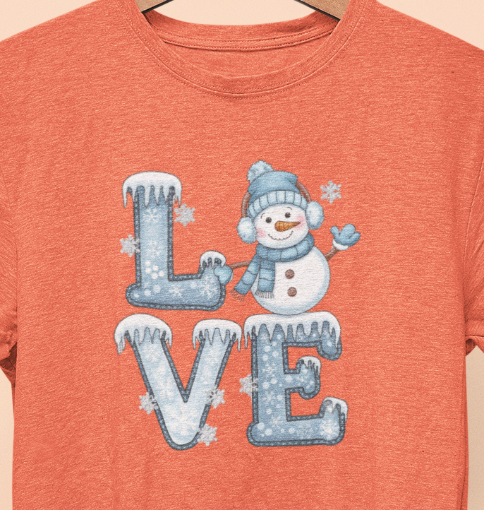 Winter Snowman LOVE T-shirt Womenswear