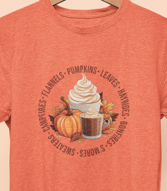 Flannel Pumkin Leaves Fall T-Shirt