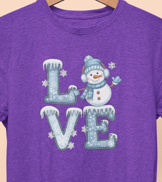 Winter Snowman LOVE T-shirt Womenswear