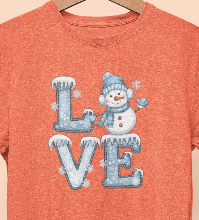 Winter Snowman LOVE T-shirt Womenswear