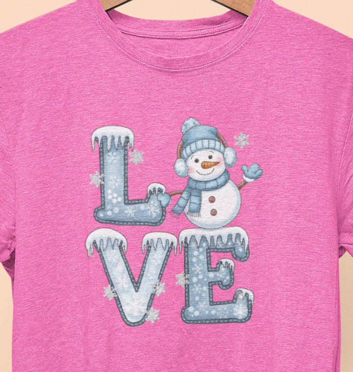 Winter Snowman LOVE T-shirt Womenswear