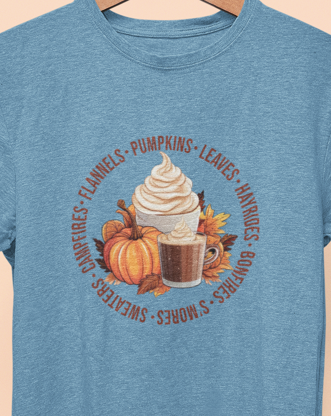 Flannel Pumkin Leaves Fall T-Shirt