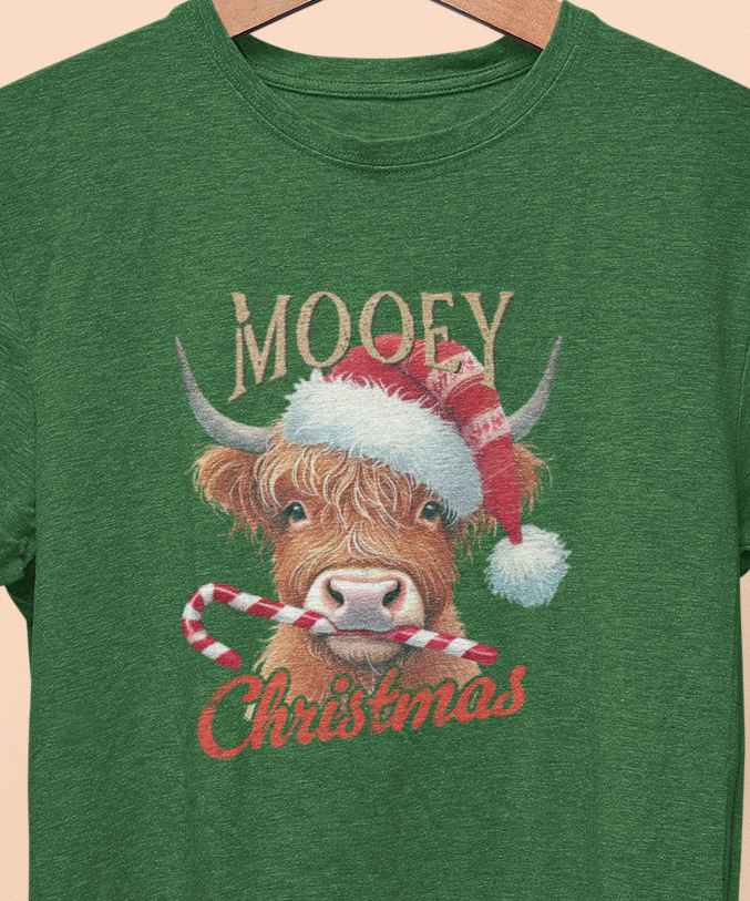 Highland Cow Mooey Christmas T-shirt Womenswear