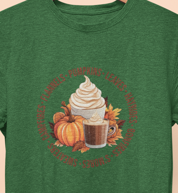 Flannel Pumkin Leaves Fall T-Shirt