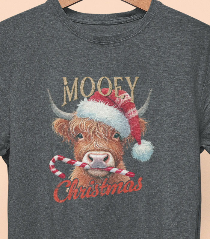 Highland Cow Mooey Christmas T-shirt Womenswear