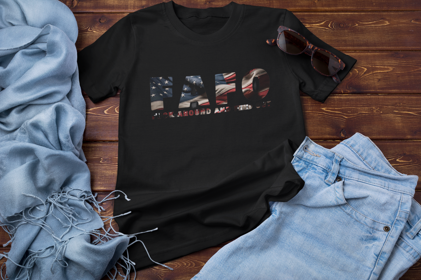 FAFO Cotton T-shirt with American Flag, Funny shirt, patriotic, don't mess with me,  i mean business, conservative, right wing, protect yourself, Casual Black Grey